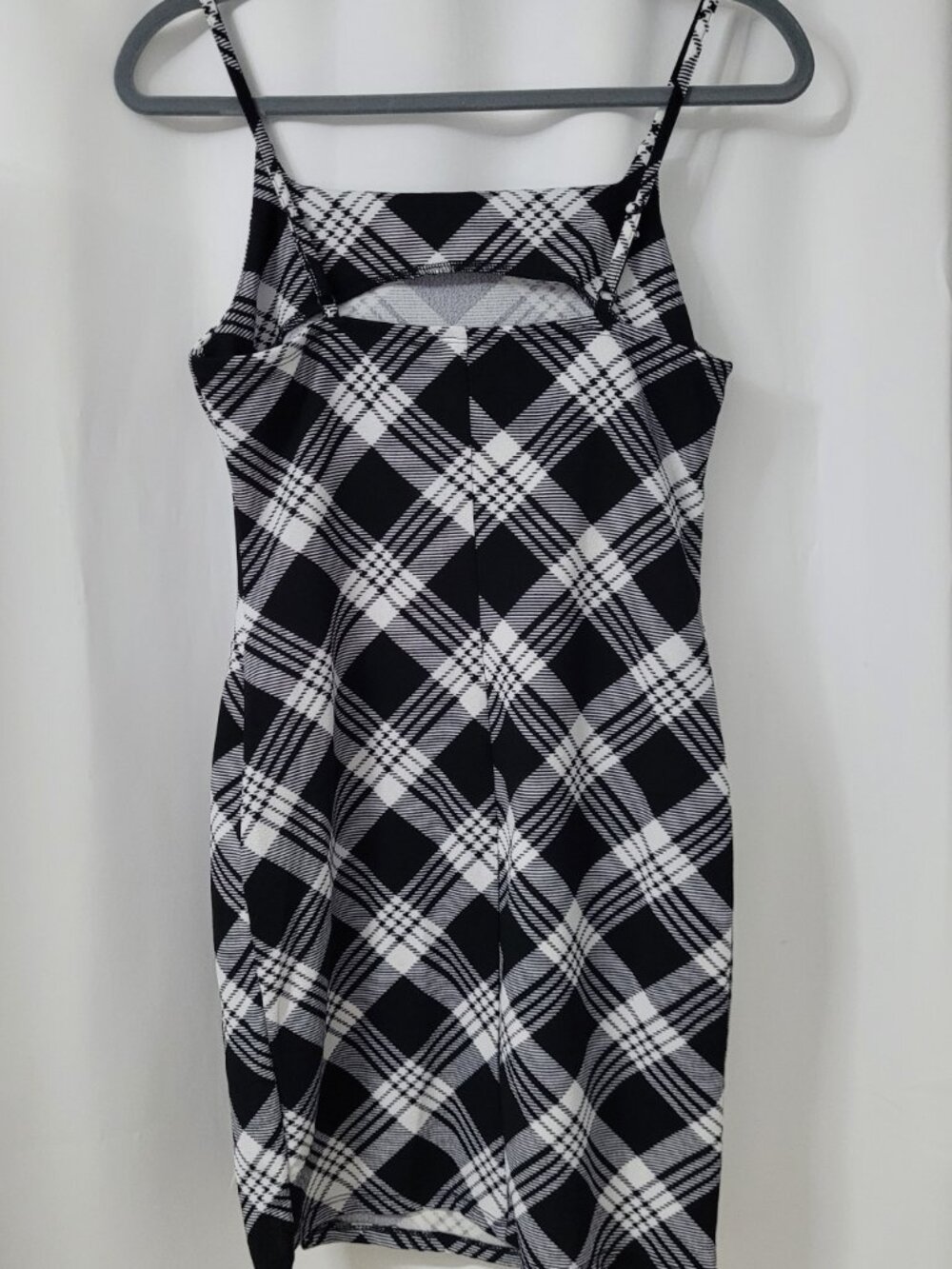 No Boundaries Black & White Plaid Bodycon Mini Dress - Picture 2 of 10
